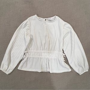 Zara Girls Bow Trim Textured Top Blouse